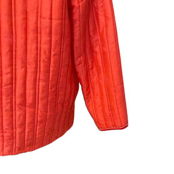 Retro Salmon Pink Embroidered Floral Satin Silk Kimono Puffy Jacket Size Small - Picture 12 of 16
